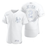 New York New York Yankees #2 Derek Jeter Men's Nike Platinum MLB MVP Limited Player Edition Jersey