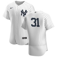 New York New York Yankees #31 Aaron Hicks Men's Nike White Navy Home 2020 Authentic Player MLB Jersey