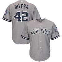 New York New York Yankees #42 Mariano Rivera Majestic 2019 Hall of Fame Patch Cool Base Player Jersey Gray