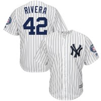 New York New York Yankees #42 Mariano Rivera Majestic 2019 Hall of Fame Patch Cool Base Player Jersey White Navy