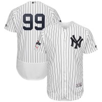 New York New York Yankees #99 Aaron Judge Majestic 2019 Postseason Authentic Flex Base Player Jersey White Navy