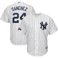 New York New York Yankees #24 Gary Sanchez Majestic 2019 Postseason Official Cool Base Player Jersey White Navy