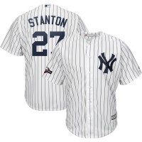 New York New York Yankees #27 Giancarlo Stanton Majestic 2019 Postseason Official Cool Base Player Jersey White Navy