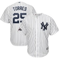 New York New York Yankees #25 Gleyber Torres Majestic 2019 Postseason Official Cool Base Player Jersey White Navy