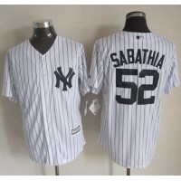 New York Yankees #52 C.C. Sabathia White Strip New Cool Base Stitched MLB Jersey