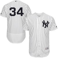 New York Yankees #34 J.A. Happ White Strip Flexbase Authentic Collection Stitched MLB Jersey