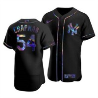 New York New York Yankees #54 Aroldis Chapman Men's Nike Iridescent Holographic Collection MLB Jersey - Black