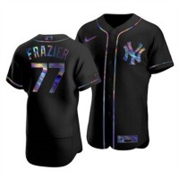 New York New York Yankees #77 Clint Frazier Men's Nike Iridescent Holographic Collection MLB Jersey - Black
