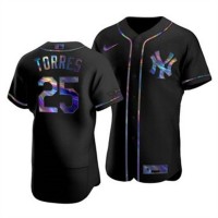 New York New York Yankees #25 Gleyber Torres Men's Nike Iridescent Holographic Collection MLB Jersey - Black