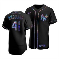 New York New York Yankees #41 Miguel Andujar Men's Nike Iridescent Holographic Collection MLB Jersey - Black