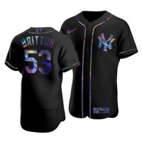 New York New York Yankees #53 Zack Britton Men's Nike Iridescent Holographic Collection MLB Jersey - Black