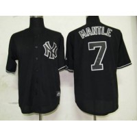 New York Yankees #7 Mickey Mantle Black Fashion Stitched MLB Jersey