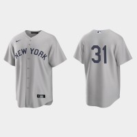 New York New York Yankees #31 Aaron Hicks Men's Nike Gray 2021 Field of Dreams Game MLB Jersey
