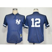 Mitchell And Ness 1995 New York Yankees #12 Wade Boggs Blue Throwback Stitched MLB Jersey