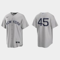 New York New York Yankees #45 Gerrit Cole Men's Nike Gray 2021 Field of Dreams Game MLB Jersey