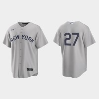 New York New York Yankees #27 Giancarlo Stanton Men's Nike Gray 2021 Field of Dreams Game MLB Jersey