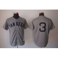 Mitchell And Ness 1929 New York Yankees #3 Babe Ruth Grey Throwback Stitched MLB Jersey
