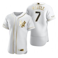 New York New York Yankees #7 Mickey Mantle White Nike Men's Authentic Golden Edition MLB Jersey