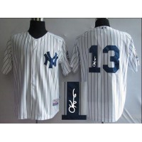 New York Yankees #13 Alex Rodriguez White Autographed Stitched MLB Jersey