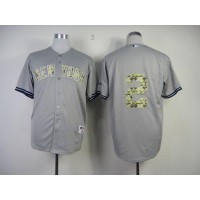 New York Yankees #2 Derek Jeter Grey USMC Cool Base Stitched MLB Jersey