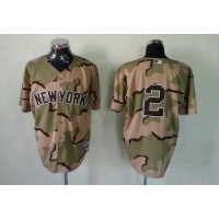 New York Yankees #2 Derek Jeter Camo Commemorative Military Day Cool Base Stitched MLB Jersey