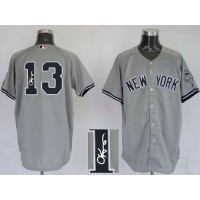 New York Yankees #13 Alex Rodriguez Grey Autographed Stitched MLB Jersey