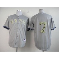 New York Yankees #7 Mickey Mantle Grey USMC Cool Base Stitched MLB Jersey