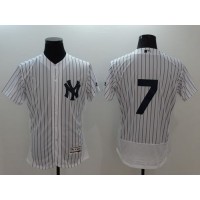 New York Yankees #7 Mickey Mantle White Strip Flexbase Authentic Collection Stitched MLB Jersey