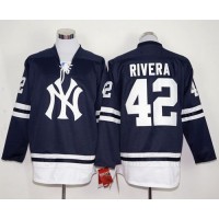 New York Yankees #42 Mariano Rivera Navy Blue Long Sleeve Stitched MLB Jersey