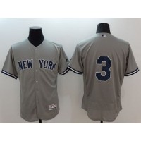 New York Yankees #3 Babe Ruth Grey Flexbase Authentic Collection Stitched MLB Jersey