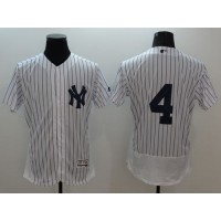 New York Yankees #4 Lou Gehrig White Strip Flexbase Authentic Collection Stitched MLB Jersey