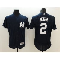 New York Yankees #2 Derek Jeter Navy Blue Flexbase Authentic Collection Stitched MLB Jersey