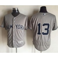New York Yankees #13 Alex Rodriguez Grey Flexbase Authentic Collection Stitched MLB Jersey