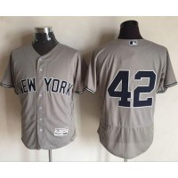 New York Yankees #42 Mariano Rivera Grey Flexbase Authentic Collection Stitched MLB Jersey
