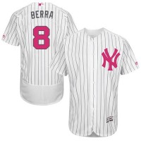 New York Yankees #8 Yogi Berra White Strip Flexbase Authentic Collection Mother's Day Stitched MLB Jersey