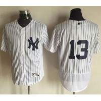 New York Yankees #13 Alex Rodriguez White Strip Flexbase Authentic Collection Stitched MLB Jersey