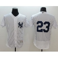 New York Yankees #23 Don Mattingly White Strip Flexbase Authentic Collection Stitched MLB Jersey