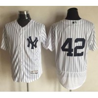 New York Yankees #42 Mariano Rivera White Strip Flexbase Authentic Collection Stitched MLB Jersey