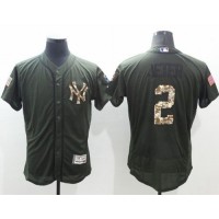 New York Yankees #2 Derek Jeter Green Flexbase Authentic Collection Salute to Service Stitched MLB Jersey