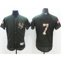 New York Yankees #7 Mickey Mantle Green Flexbase Authentic Collection Salute to Service Stitched MLB Jersey