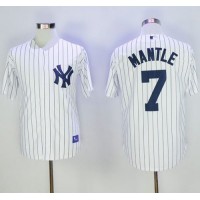 New York Yankees #7 Mickey Mantle White Name On Back 75TH Stitched MLB Jersey