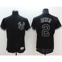 New York Yankees #2 Derek Jeter Black Fashion Flexbase Authentic Collection Stitched MLB Jersey