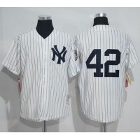 Mitchell And Ness New York Yankees #42 Mariano Rivera White Strip Throwback Stitched MLB Jersey