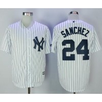 New York Yankees #24 Gary Sanchez White Strip New Cool Base Stitched MLB Jersey