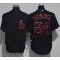 New York Yankees #24 Gary Sanchez Black Strip Stitched MLB Jersey