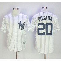 New York Yankees #20 Jorge Posada White Strip New Cool Base Stitched MLB Jersey