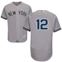 New York Yankees #12 Troy Tulowitzki Grey Flexbase Authentic Collection Stitched MLB Jersey