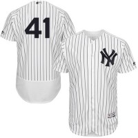 New York Yankees #41 Miguel Andujar White Strip Flexbase Authentic Collection Stitched MLB Jersey