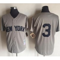 Mitchell And Ness New York Yankees #3 Babe Ruth Grey Throwback Stitched MLB Jersey