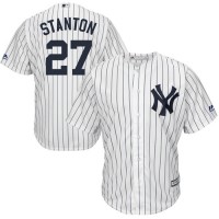New York Yankees #27 Giancarlo Stanton White Strip New Cool Base Stitched MLB Jersey